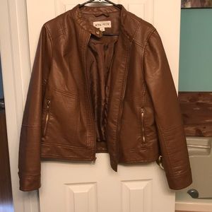 Chestnut brown faux leather jacket